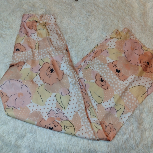 VRG GRL Valerie Wide Leg Floral Pants Peach Pink Daisy Print Size 6 - Picture 6 of 13